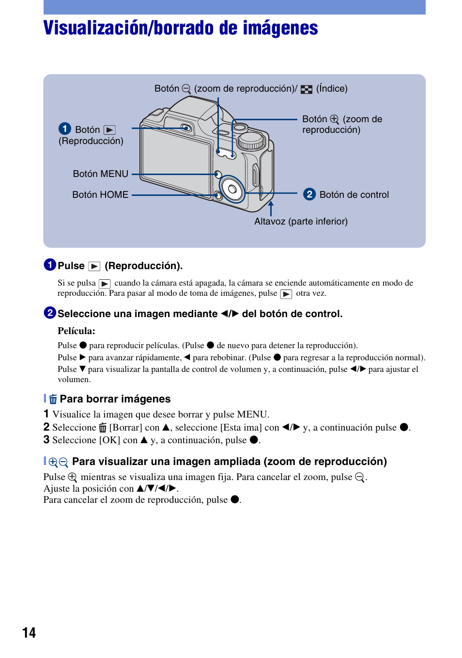 Visualización/borrado de imágenes | Sony DSC-H10 User Manual | Page 48 / 68