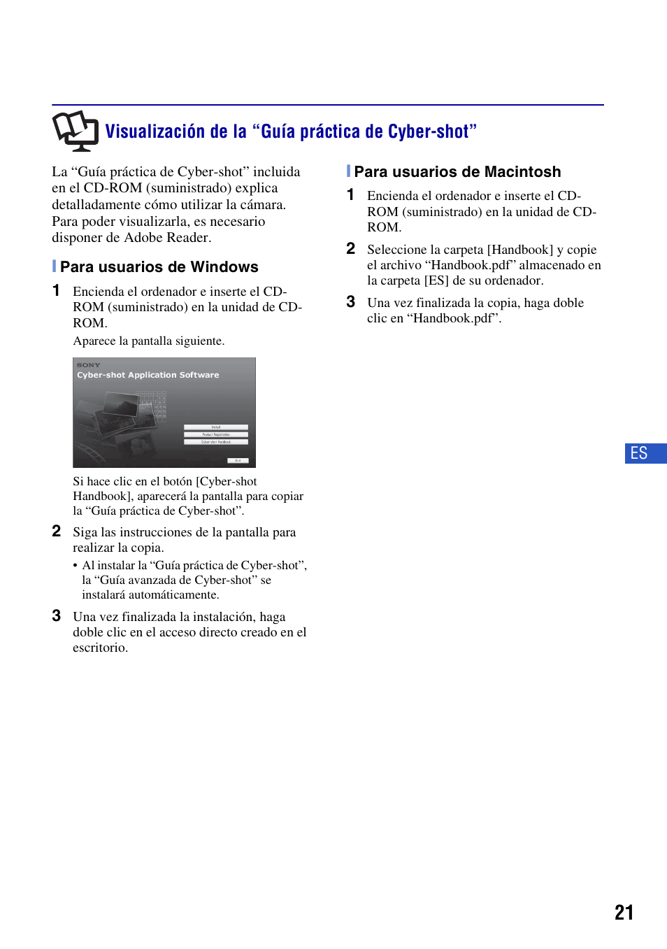 Visualización de la “guía práctica de cyber-shot | Sony DSC-H10 User Manual | Page 55 / 68