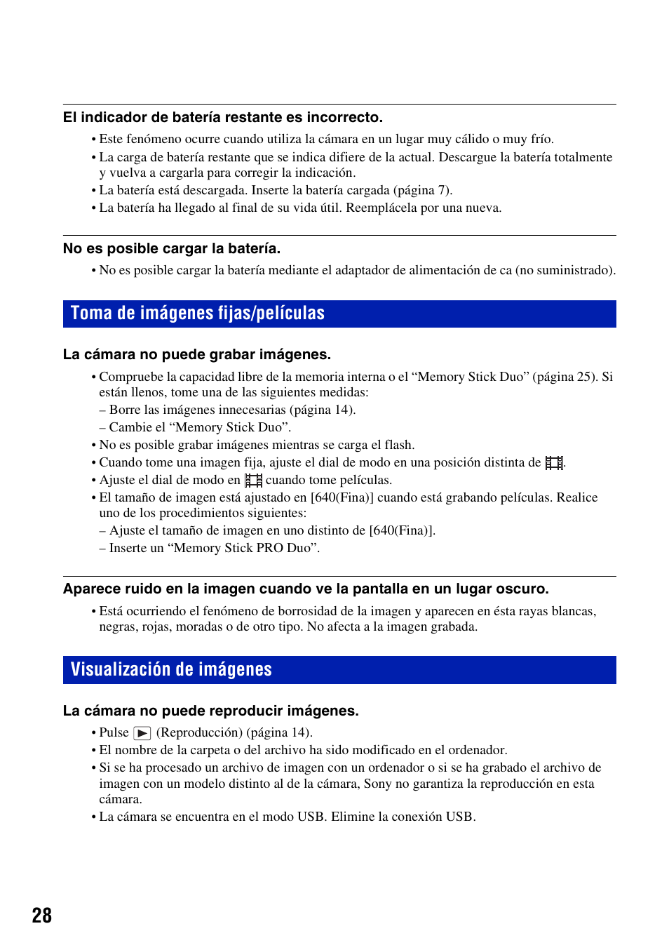 Toma de imágenes fijas/películas, Visualización de imágenes | Sony DSC-H10 User Manual | Page 62 / 68