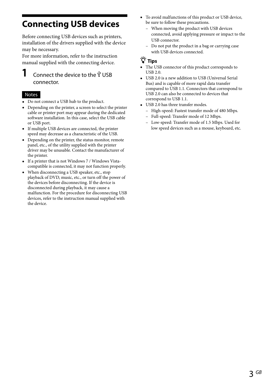 Connecting usb devices, Connect the device to the  usb connector | Sony VGP-UPR1 User Manual | Page 15 / 57