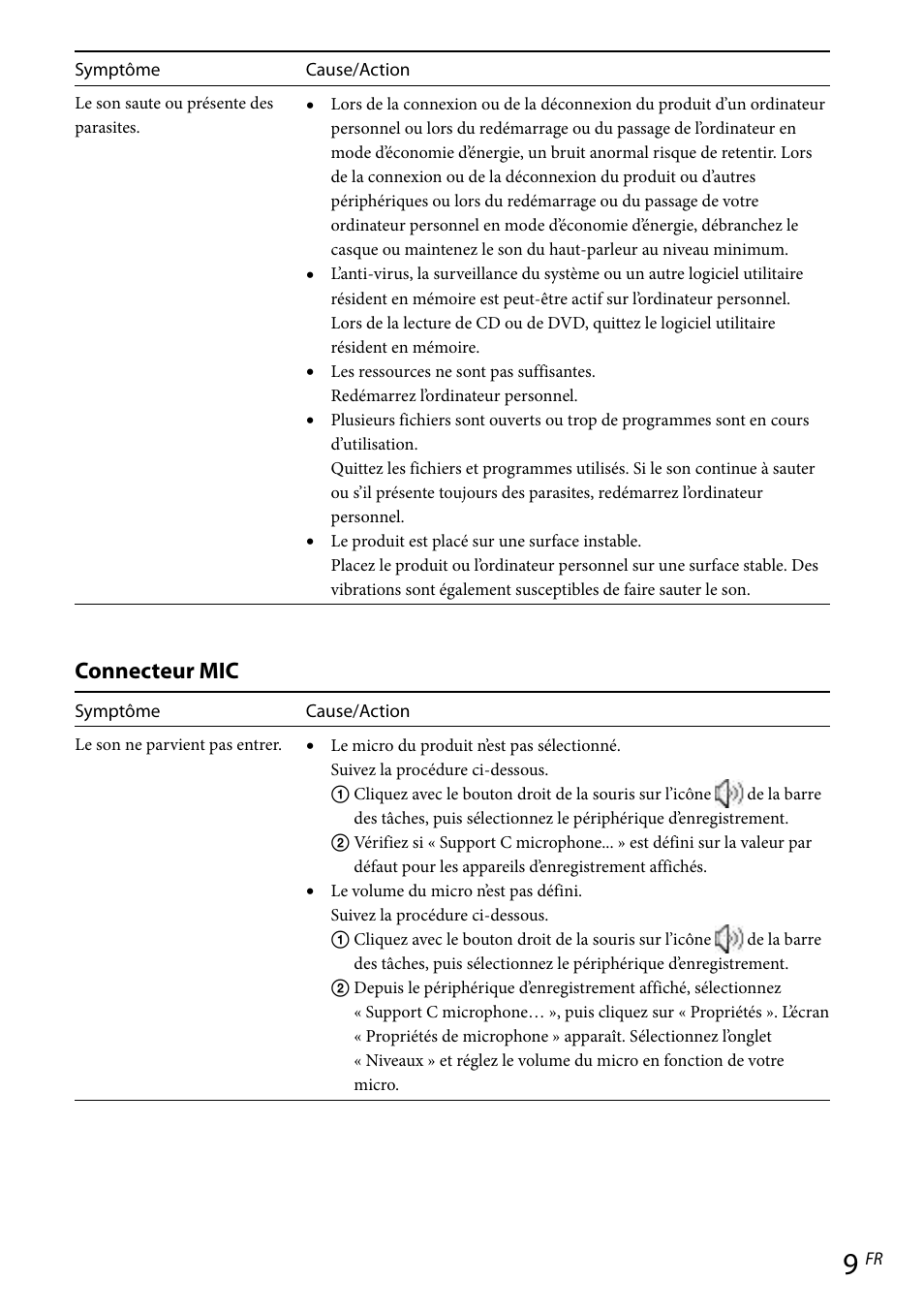 Connecteur mic | Sony VGP-UPR1 User Manual | Page 32 / 57