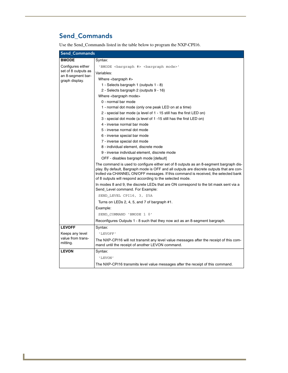 Send_commands | AMX NetLinx Custom Panel Interface NXP-CPI16 User Manual | Page 10 / 18