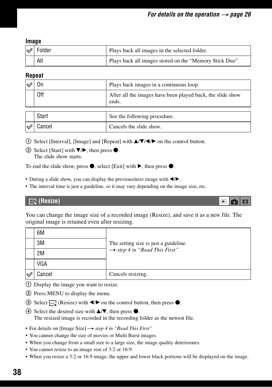 Resize) | Sony DSC-S600 User Manual | Page 38 / 99