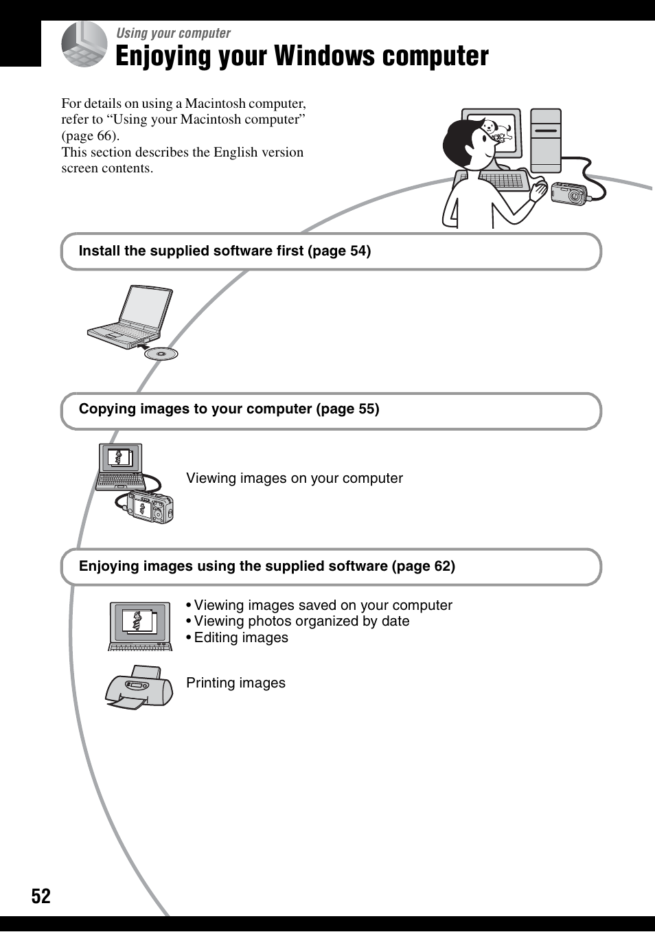 Using your computer, Enjoying your windows computer | Sony DSC-S600 User Manual | Page 52 / 99