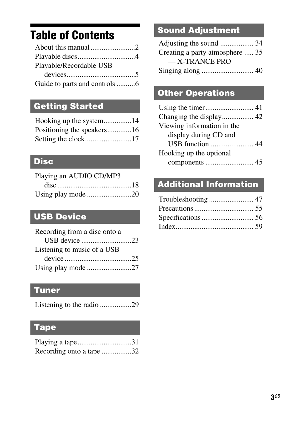 Sony FST-ZUX9 User Manual | Page 3 / 60