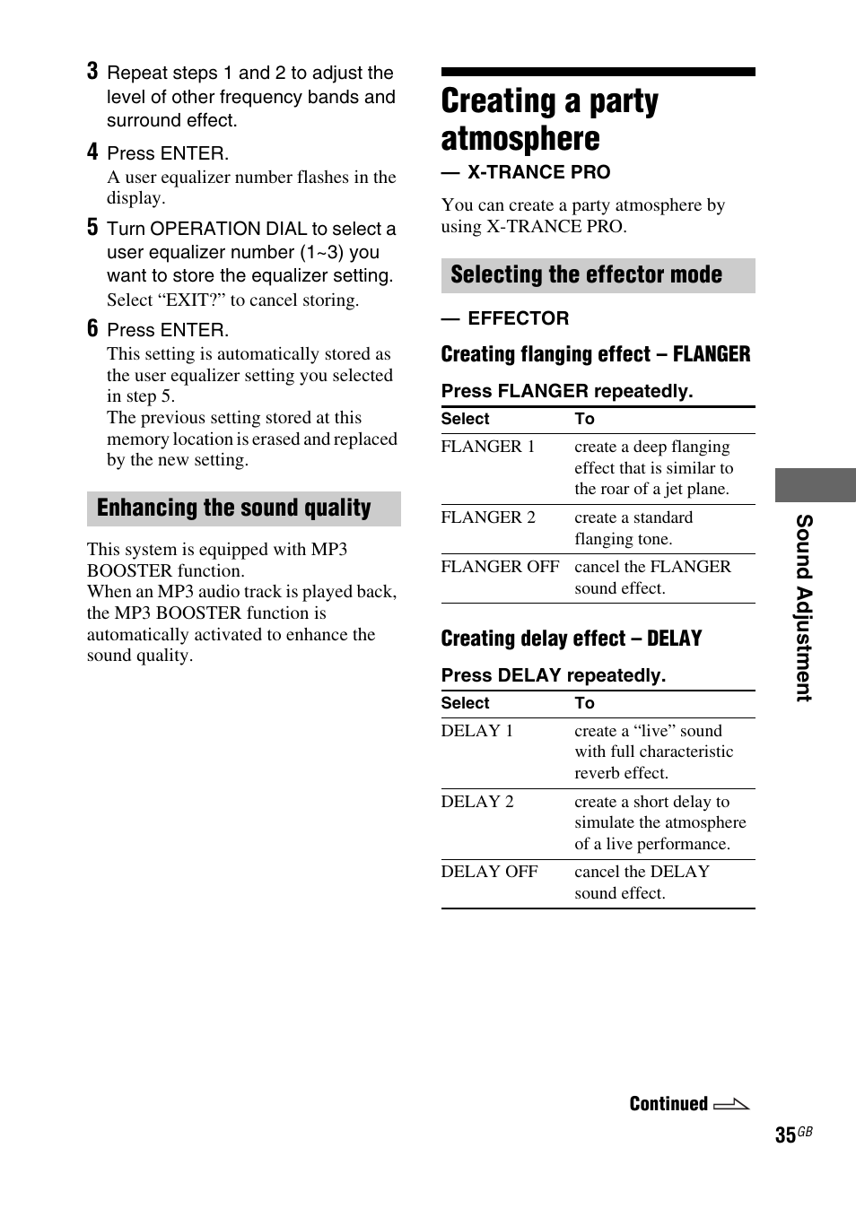 Creating a party atmosphere, X-trance pro | Sony FST-ZUX9 User Manual | Page 35 / 60