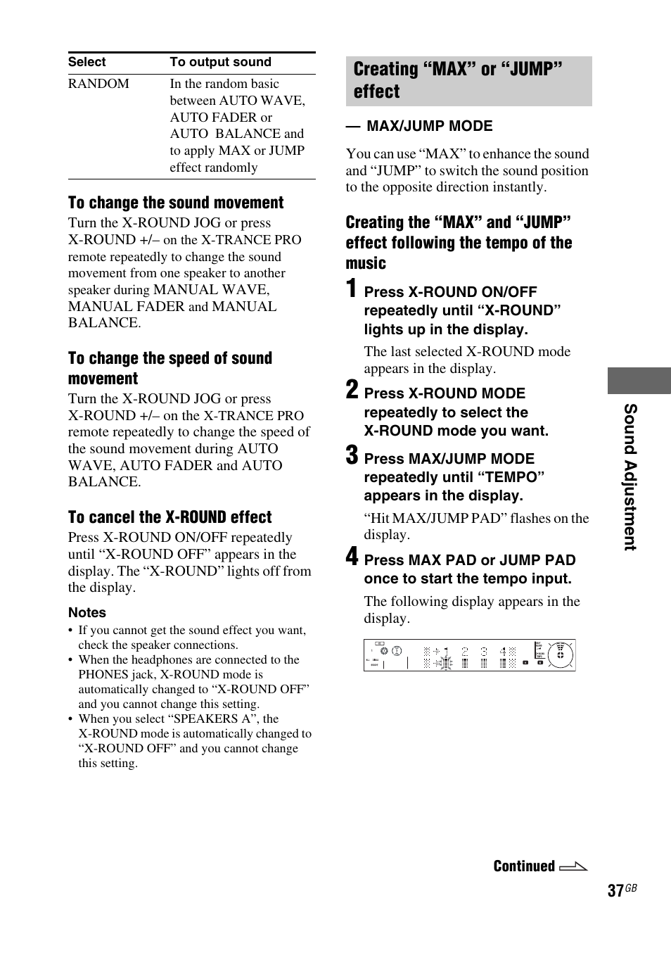 Creating “max” or “jump” effect | Sony FST-ZUX9 User Manual | Page 37 / 60