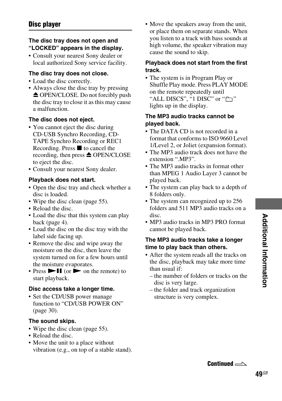 Sony FST-ZUX9 User Manual | Page 49 / 60