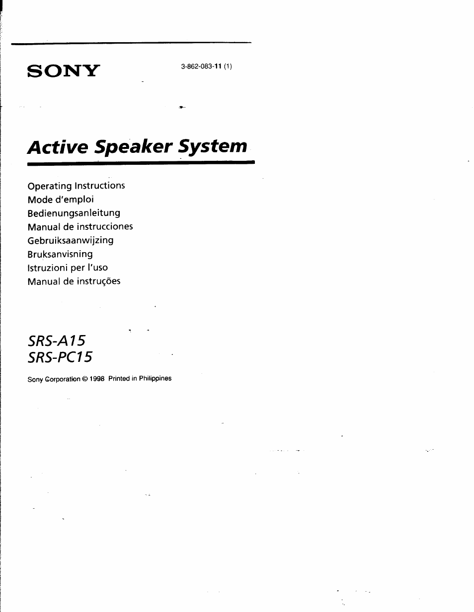Sony SRS-A15 User Manual | 17 pages