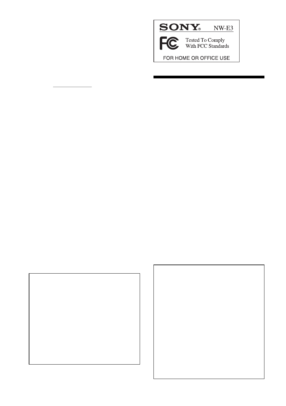 Notice for users, For customers in the united states, On the supplied software | Owner’s record, Information, Declaration of conformity | Sony NW-E3 User Manual | Page 2 / 36