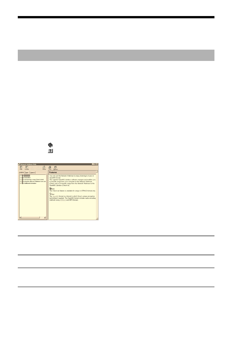 About this manual, To use the help files | Sony NW-E3 User Manual | Page 7 / 36