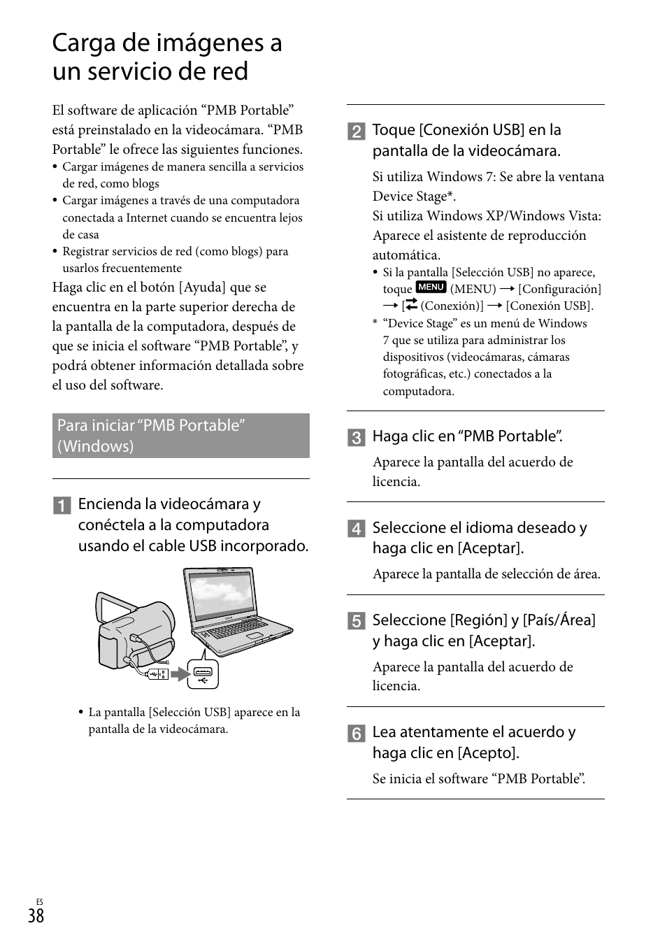 Carga de imágenes a un servicio de red | Sony HDR-CX360V User Manual | Page 114 / 151