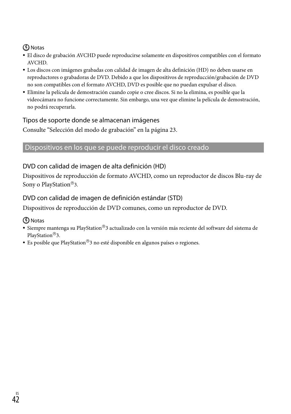 Tipos de soporte donde se almacenan imágenes, Dvd con calidad de imagen de alta definición (hd) | Sony HDR-CX360V User Manual | Page 118 / 151