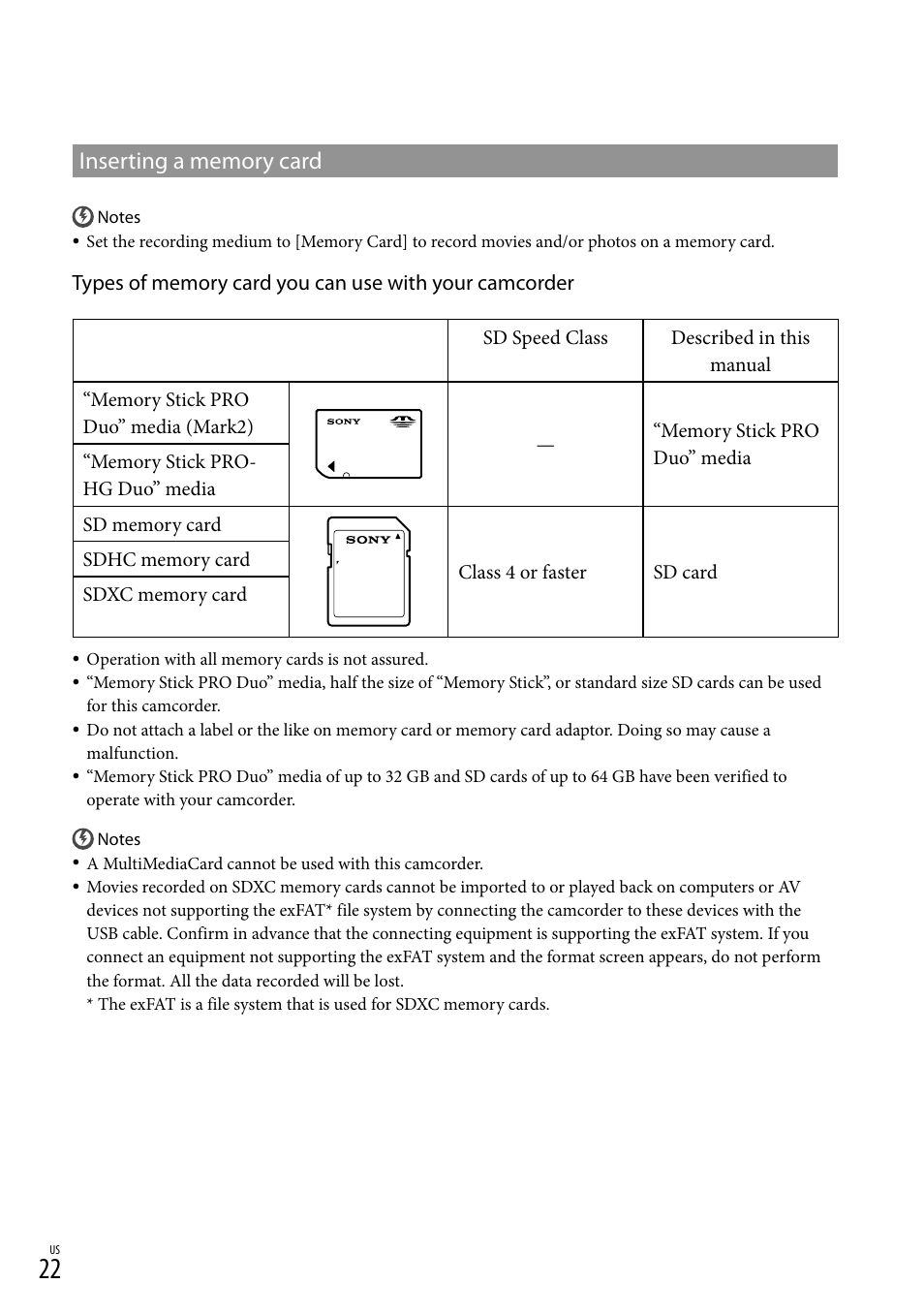 E 22 f | Sony HDR-CX360V User Manual | Page 22 / 151