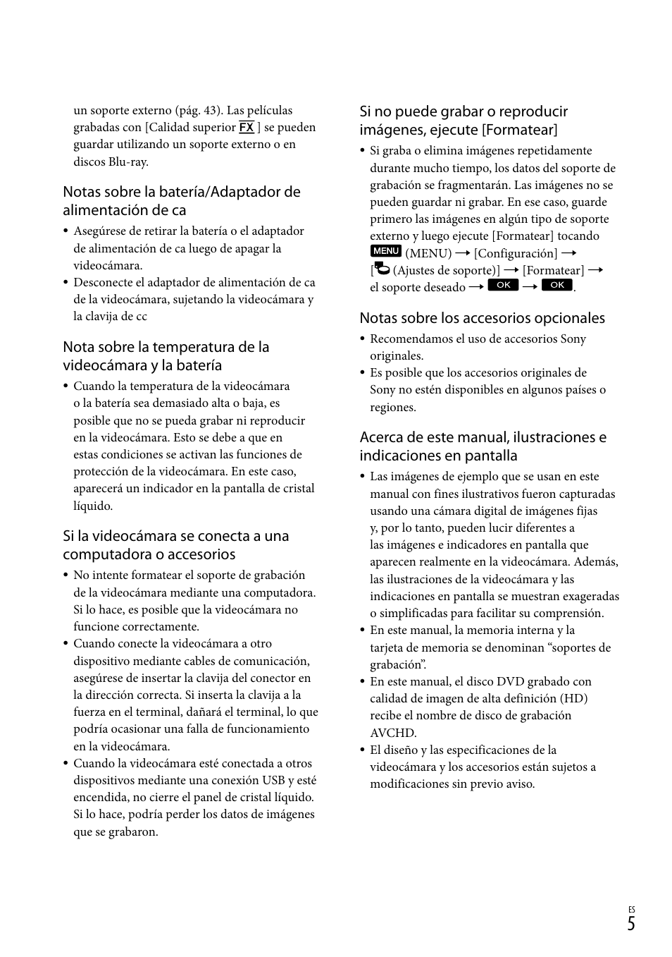 Notas sobre los accesorios opcionales | Sony HDR-CX360V User Manual | Page 81 / 151