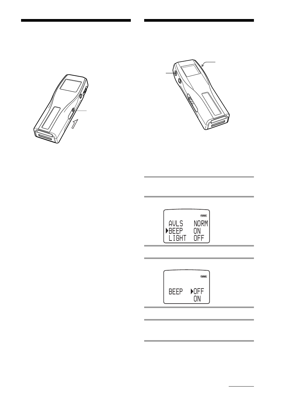 Locking the controls (hold), Changing the settings of memory stick walkman, To turn off the beep sound (beep) | Avl s no rm beep on light off beep off on | Sony NW-MS7 User Manual | Page 21 / 44