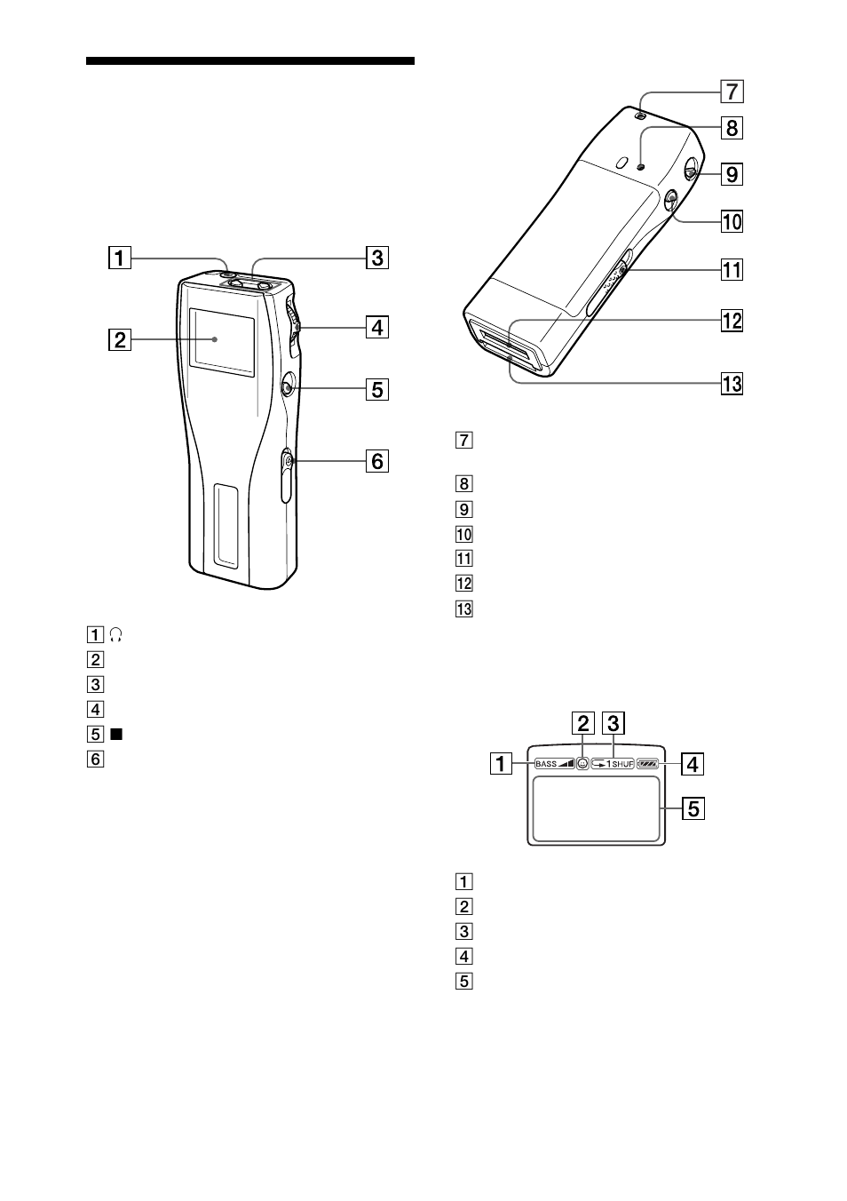 Looking at the controls, Display | Sony NW-MS7 User Manual | Page 40 / 44
