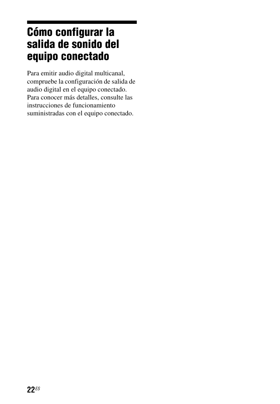 Cómo configurar la salida de, Sonido del equipo conectado | Sony HT-CT260 User Manual | Page 108 / 130