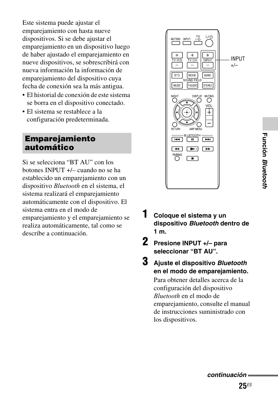 Emparejamiento automático | Sony HT-CT260 User Manual | Page 111 / 130