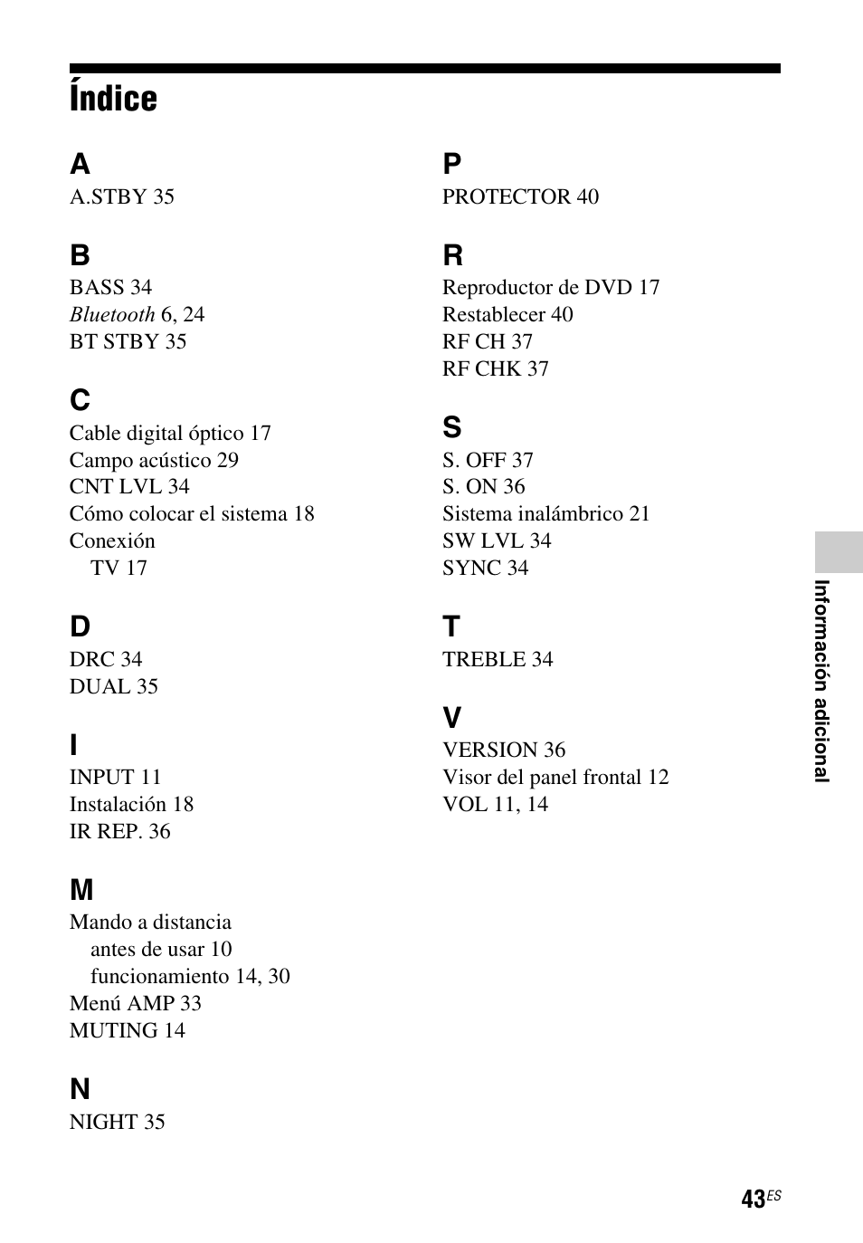 Índice | Sony HT-CT260 User Manual | Page 129 / 130