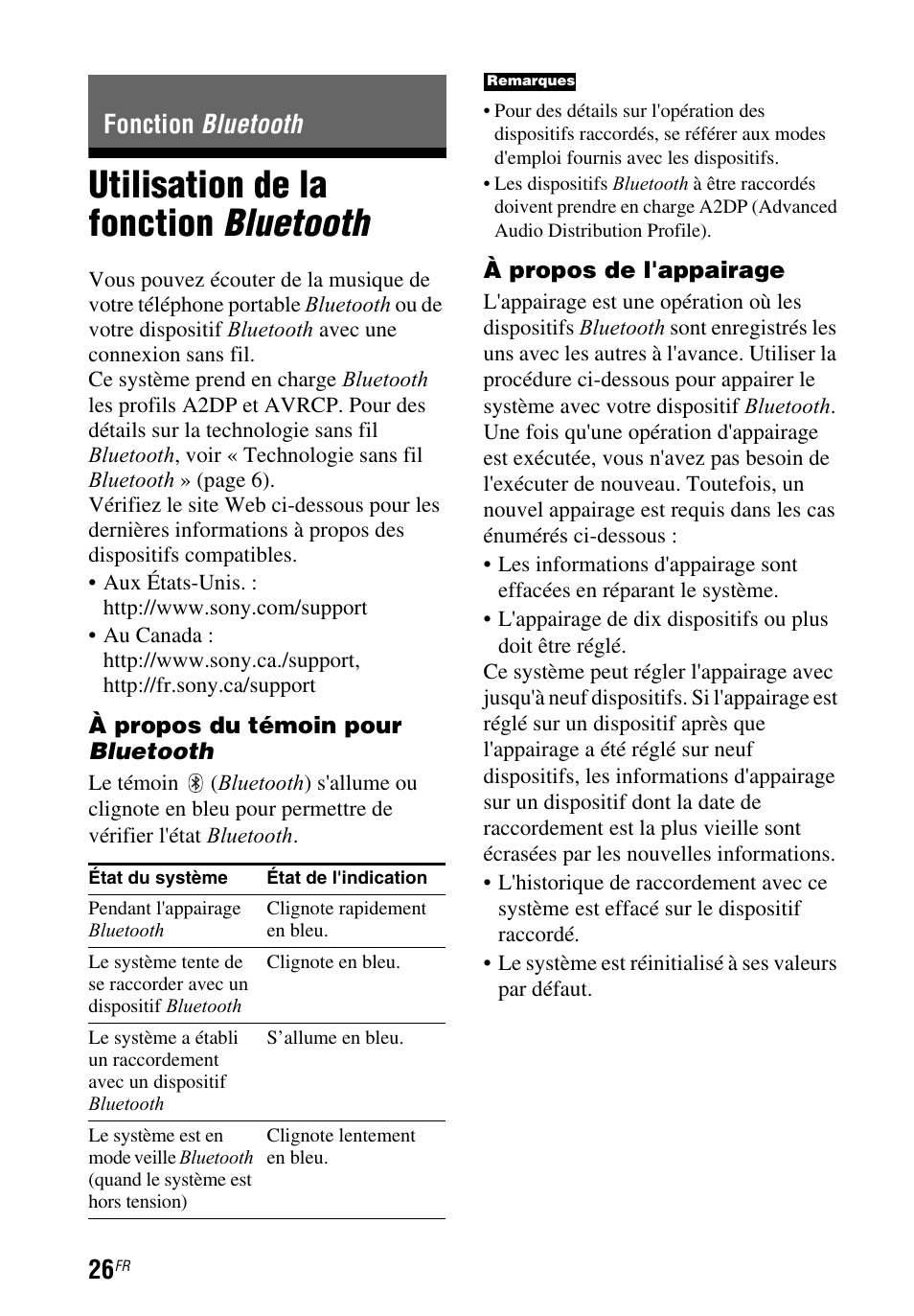 Fonction bluetooth, Utilisation de la fonction bluetooth, Utilisation de la fonction | Bluetooth | Sony HT-CT260 User Manual | Page 68 / 130