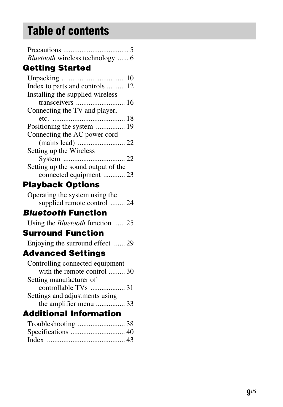 Sony HT-CT260 User Manual | Page 9 / 130