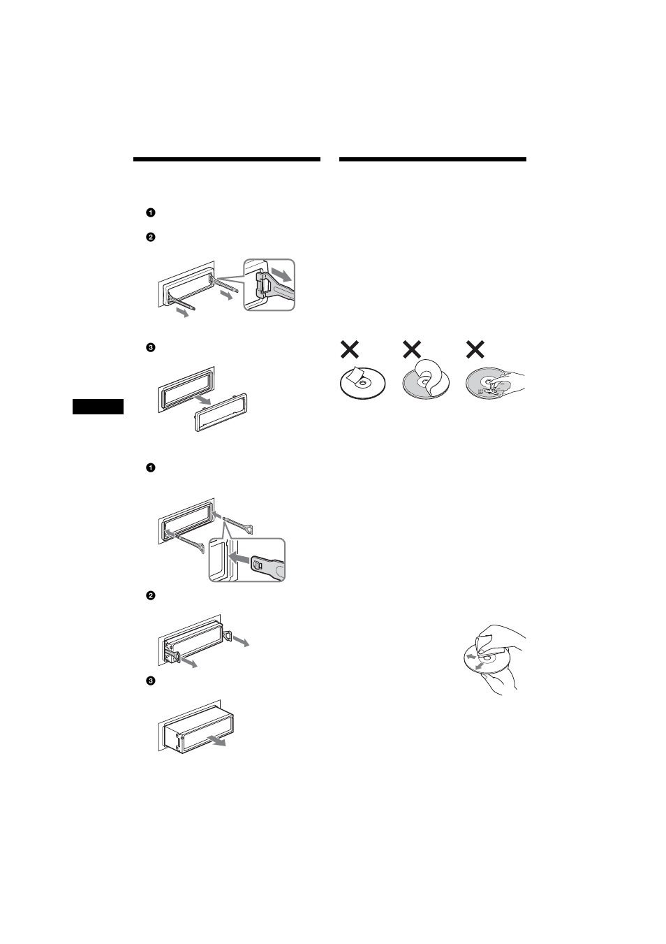 Rimozione dell’apparecchio, Note sui dischi, Rimozione dell’apparecchio note sui dischi | Sony MEX-R5 User Manual | Page 216 / 288