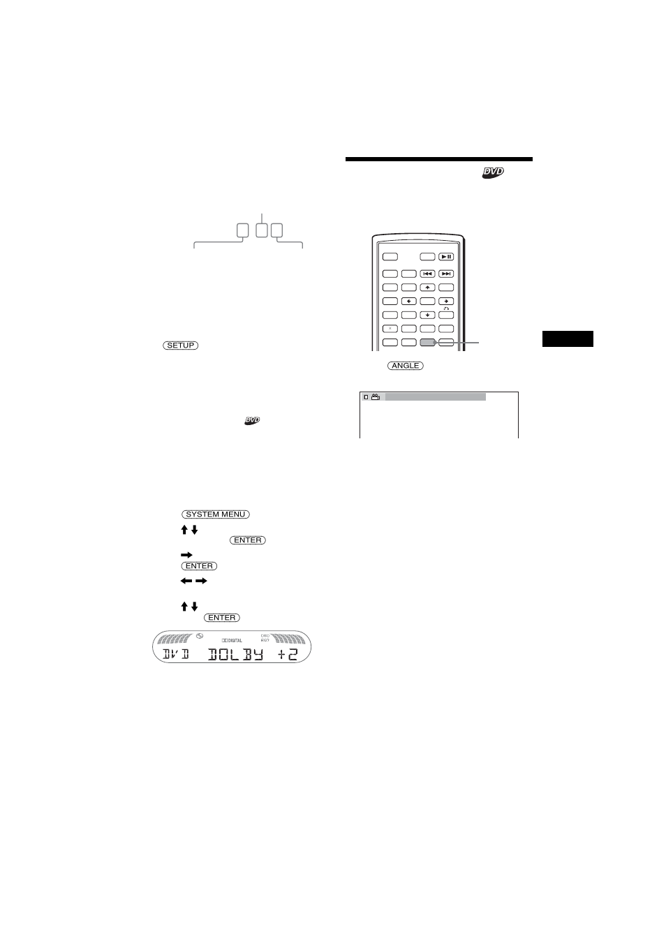 Changing the angles, Dolby digital 3 / 2 | Sony MEX-R5 User Manual | Page 23 / 288