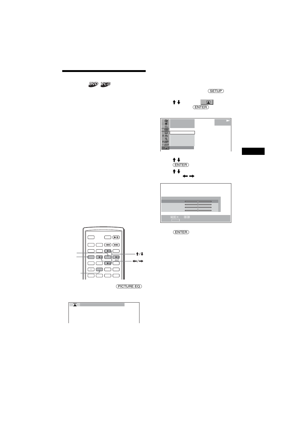 Changing the picture quality, Picture eq, Adjusting the custom settings | Sony MEX-R5 User Manual | Page 25 / 288