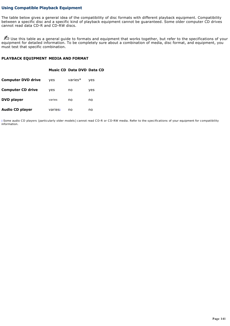 Using compatible playback equipment | Sony PCG-GRX700K User Manual | Page 141 / 212