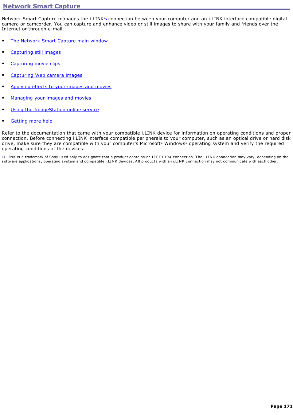 Network smart capture | Sony PCG-GRX700K User Manual | Page 171 / 212