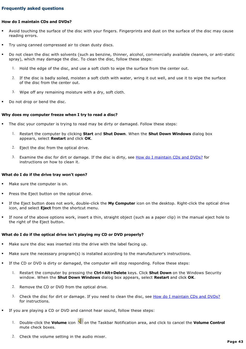 Frequently asked questions | Sony PCG-GRX700K User Manual | Page 43 / 212