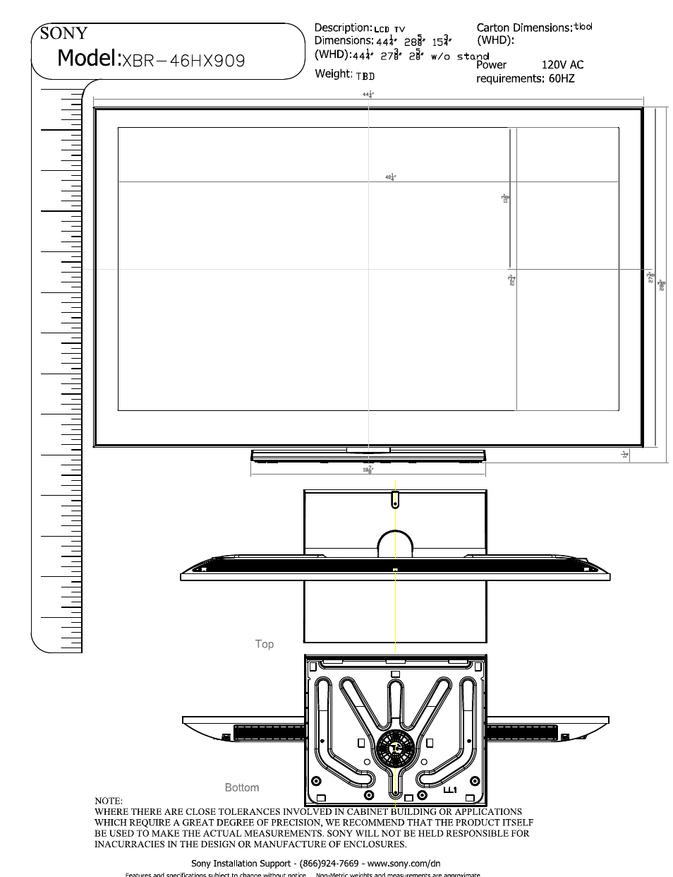 Sony XBR-46HX909 User Manual | 3 pages