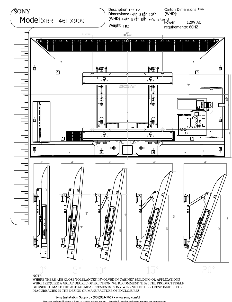 Model | Sony XBR-46HX909 User Manual | Page 3 / 3