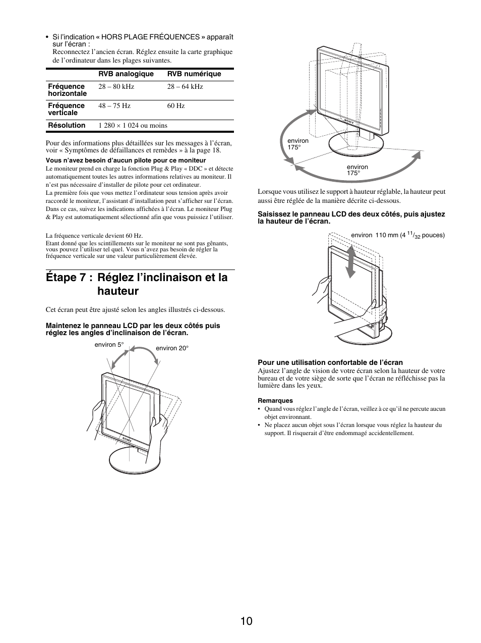 Étape 7 : réglez l’inclinaison et la hauteur | Sony SDM-S95ER User Manual | Page 34 / 97