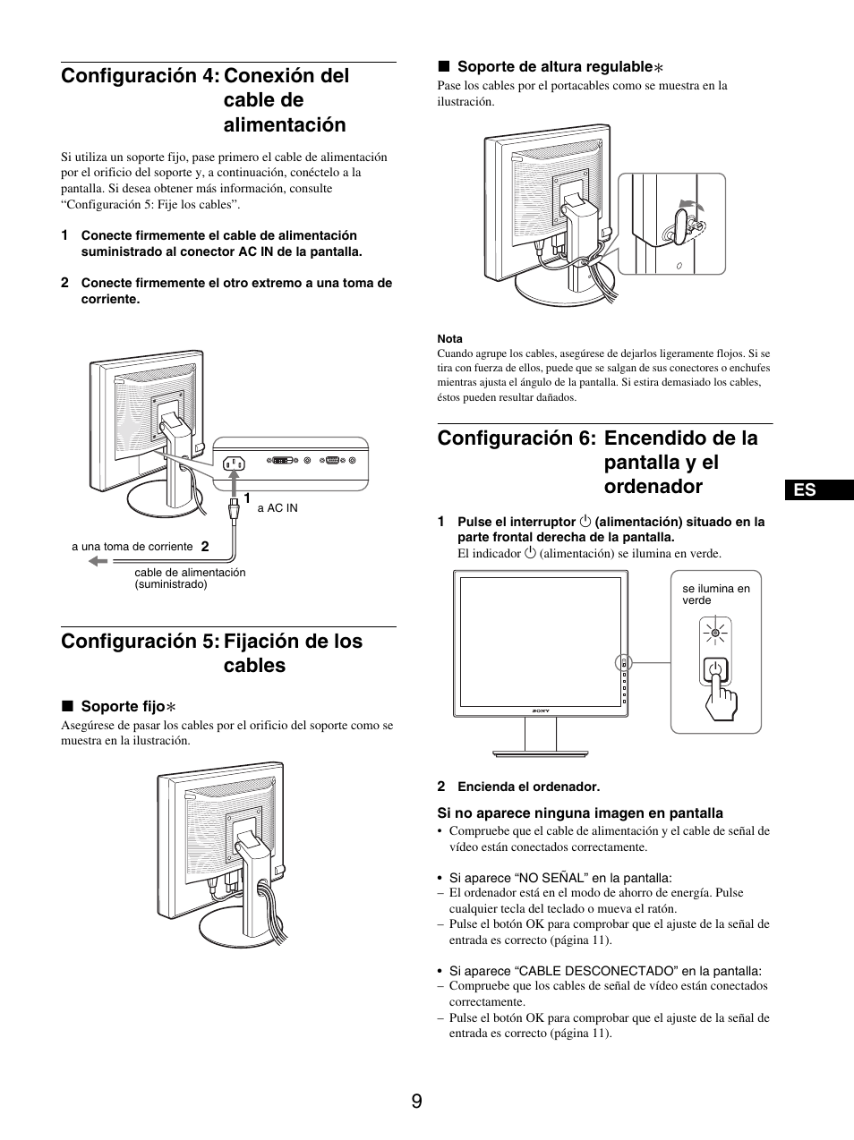 Configuración 5: fijación de los cables | Sony SDM-S95ER User Manual | Page 57 / 97