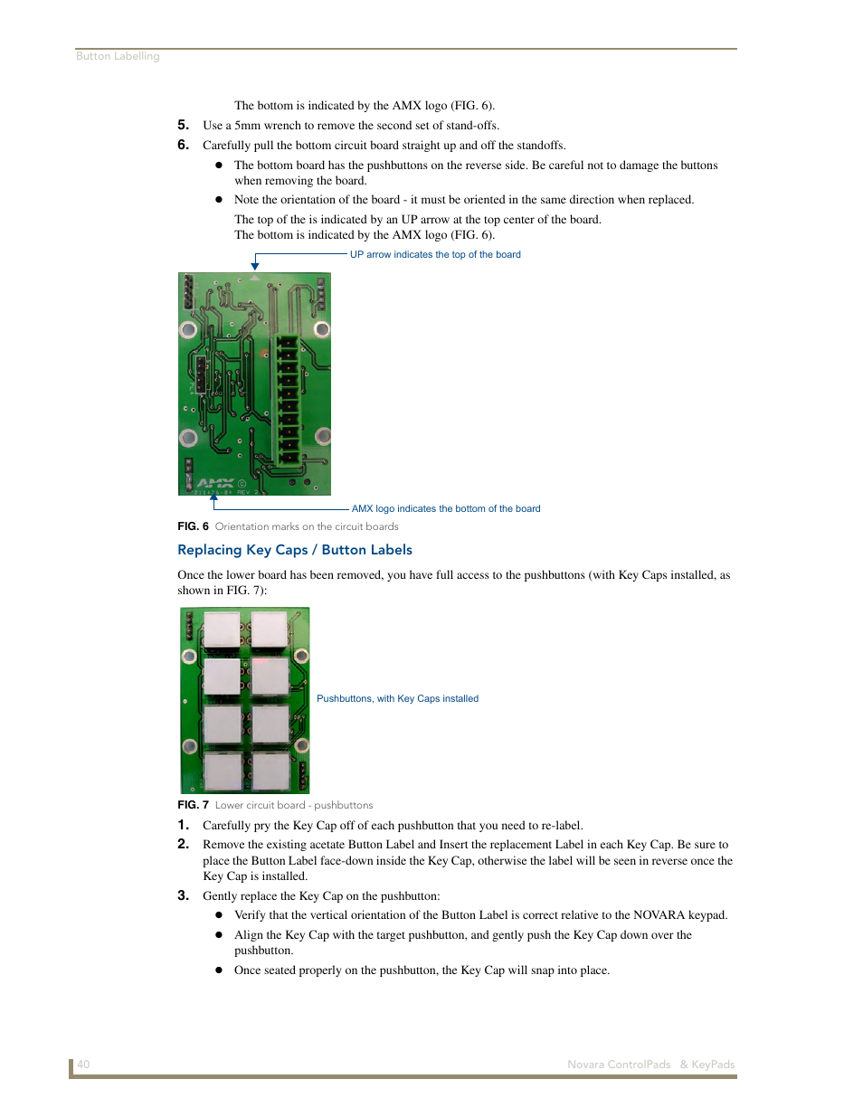 Replacing key caps / button labels | AMX Novara 1000 Series User Manual | Page 46 / 88