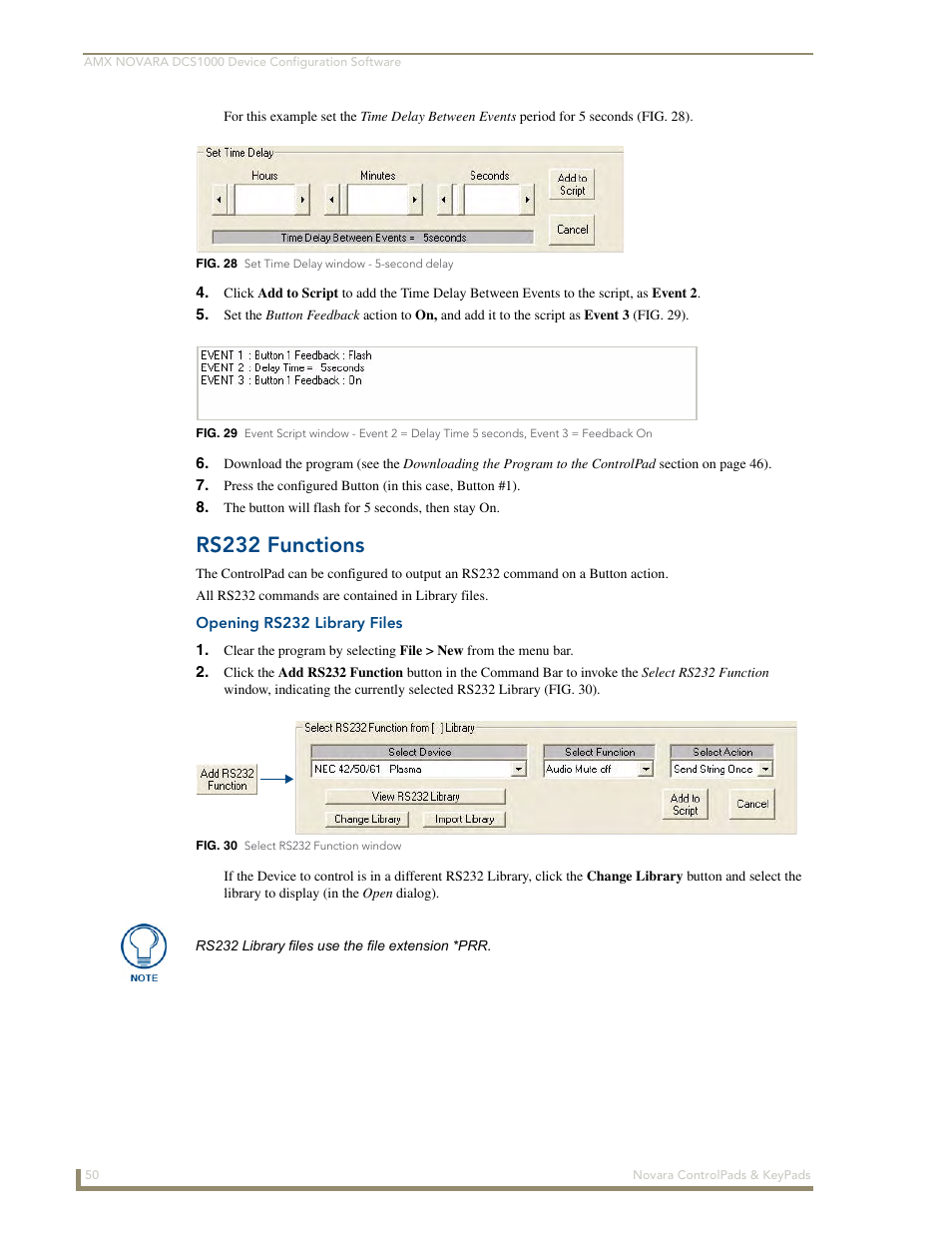 Rs232 functions, Opening rs232 library files | AMX Novara 1000 Series User Manual | Page 56 / 88