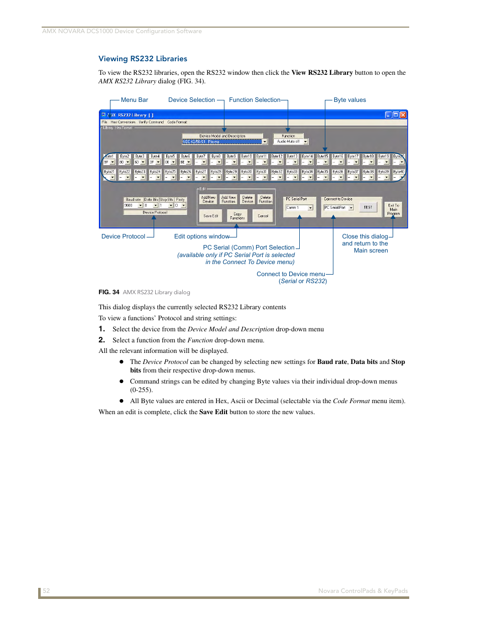 Viewing rs232 libraries | AMX Novara 1000 Series User Manual | Page 58 / 88