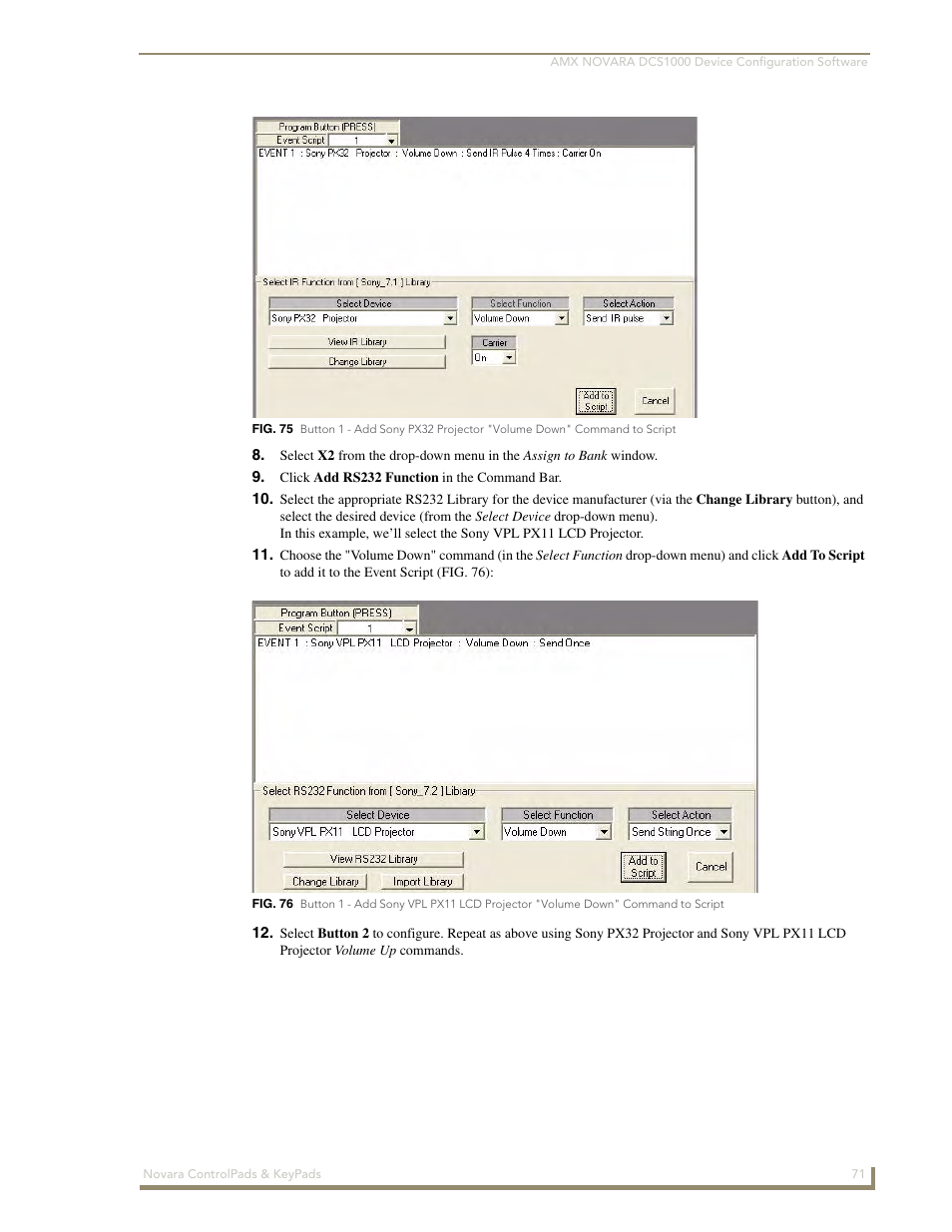 Script (fig. 75) | AMX Novara 1000 Series User Manual | Page 77 / 88