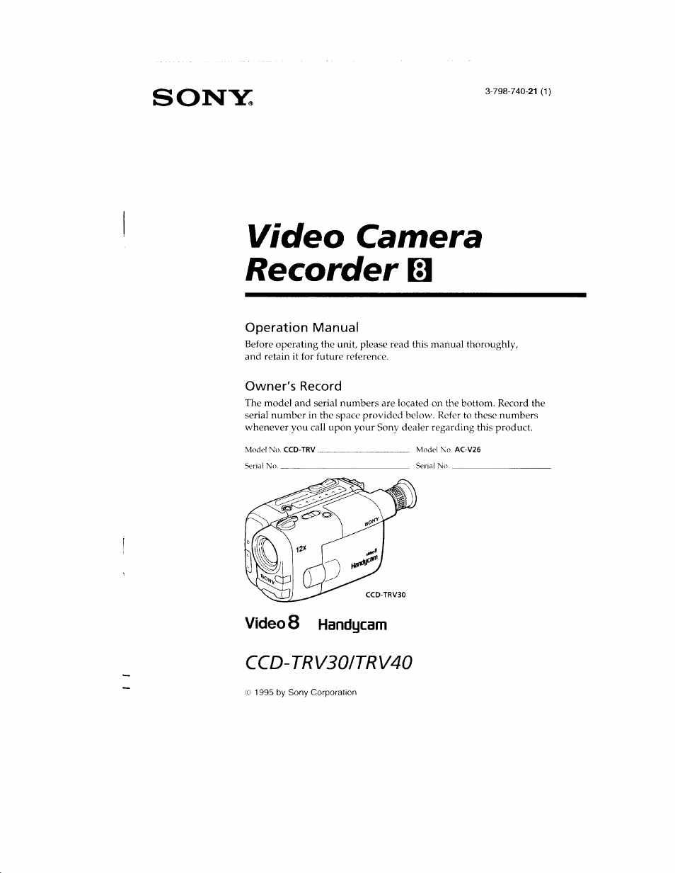 Sony CCD-TRV30 User Manual | 29 pages