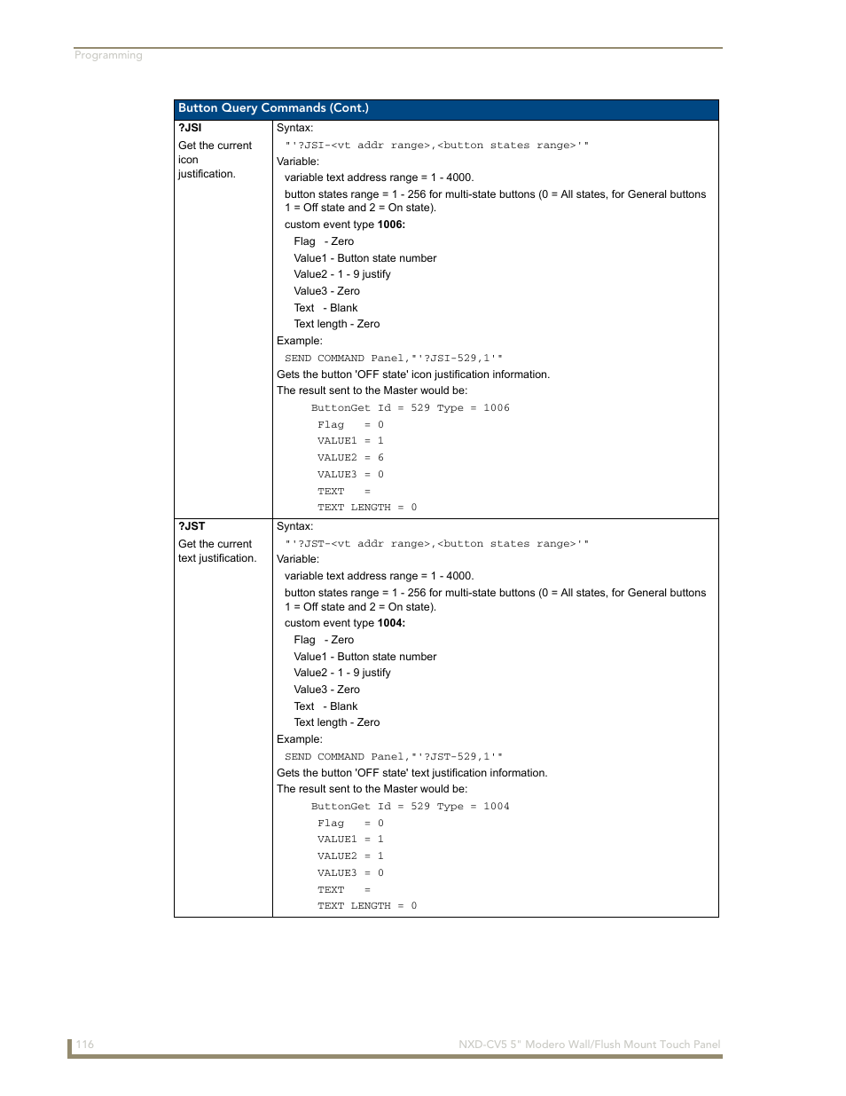 Jsi ?jst | AMX Modero NXD-CV5 User Manual | Page 128 / 152