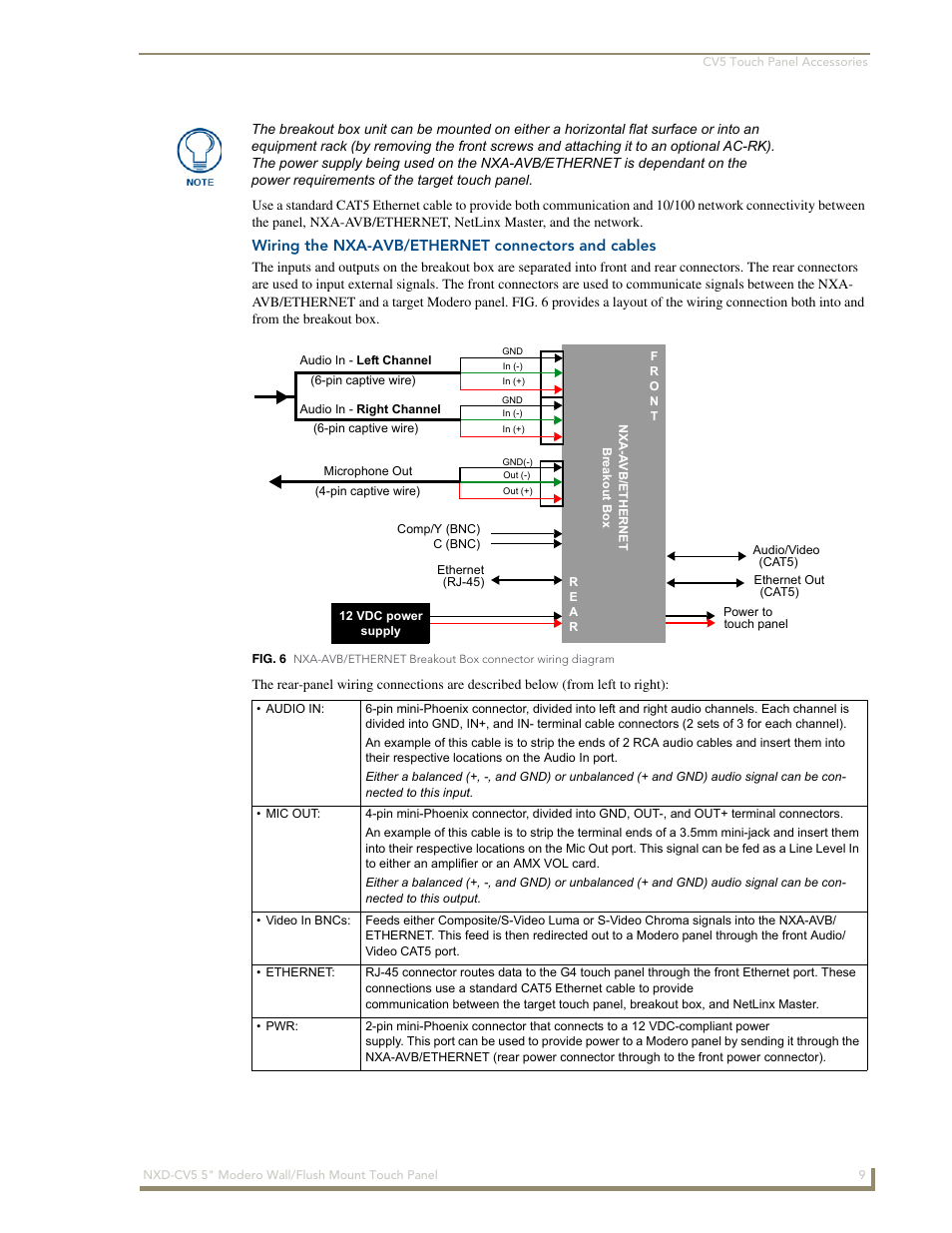 Wiring the nxa-avb/ethernet connectors and cables | AMX Modero NXD-CV5 User Manual | Page 21 / 152