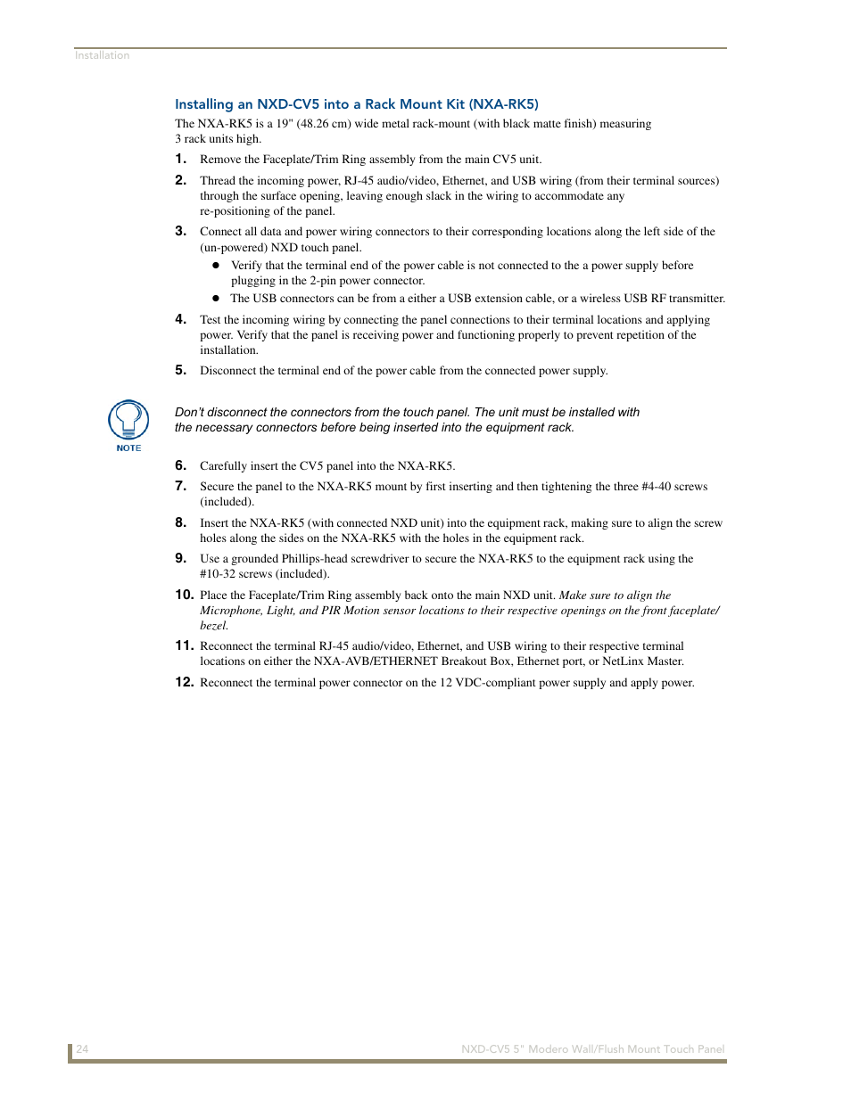 AMX Modero NXD-CV5 User Manual | Page 36 / 152