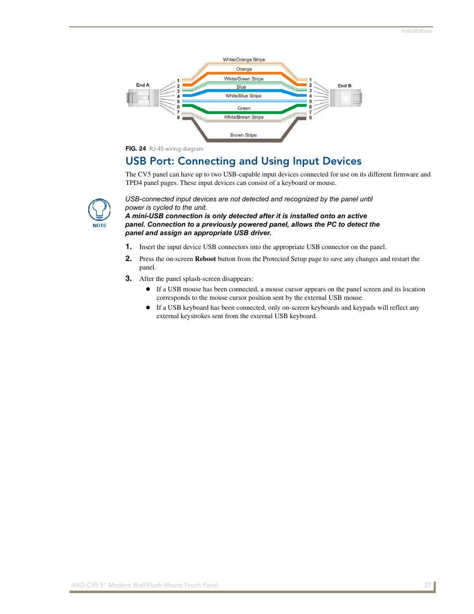 Usb port: connecting and using input devices | AMX Modero NXD-CV5 User Manual | Page 39 / 152