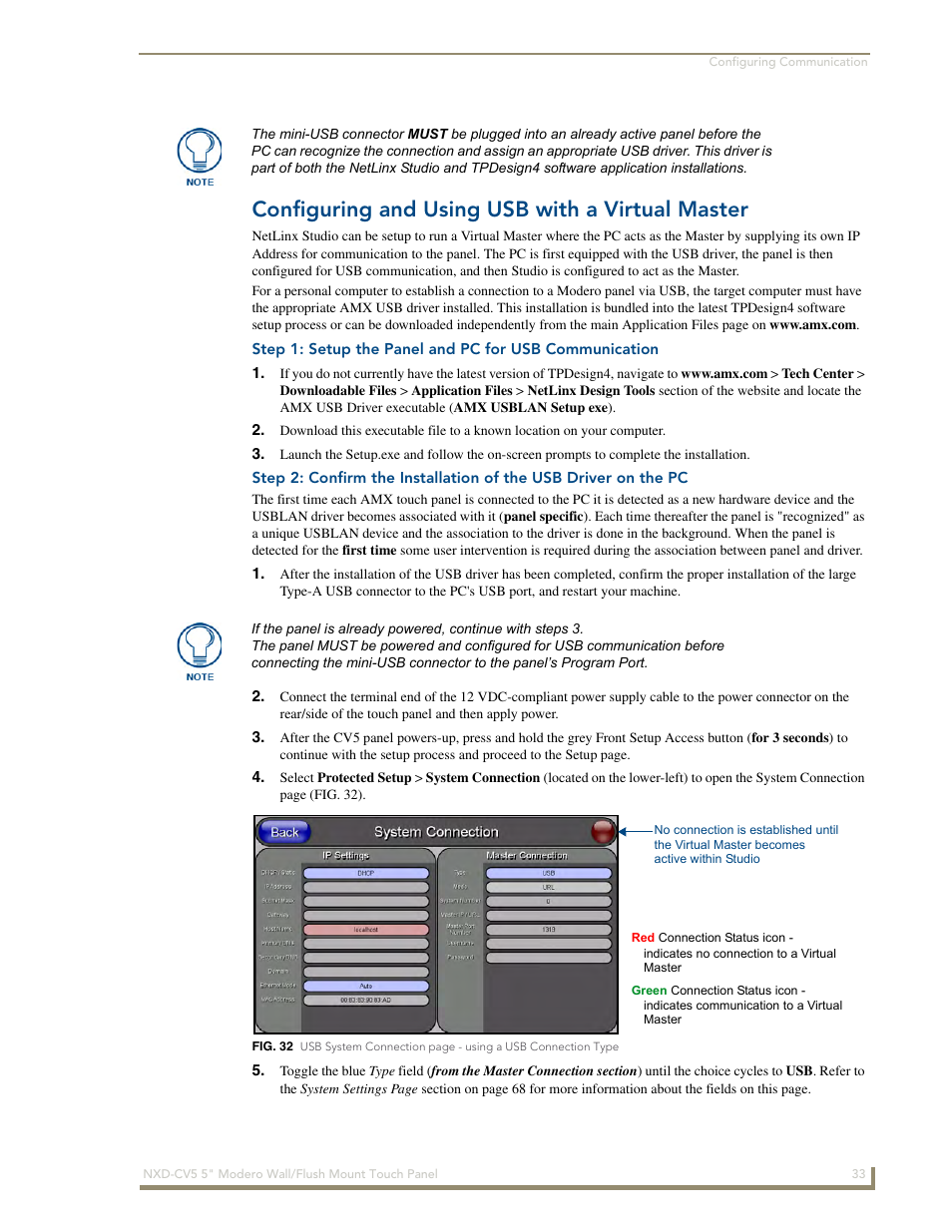 Configuring and using usb with a virtual master | AMX Modero NXD-CV5 User Manual | Page 45 / 152