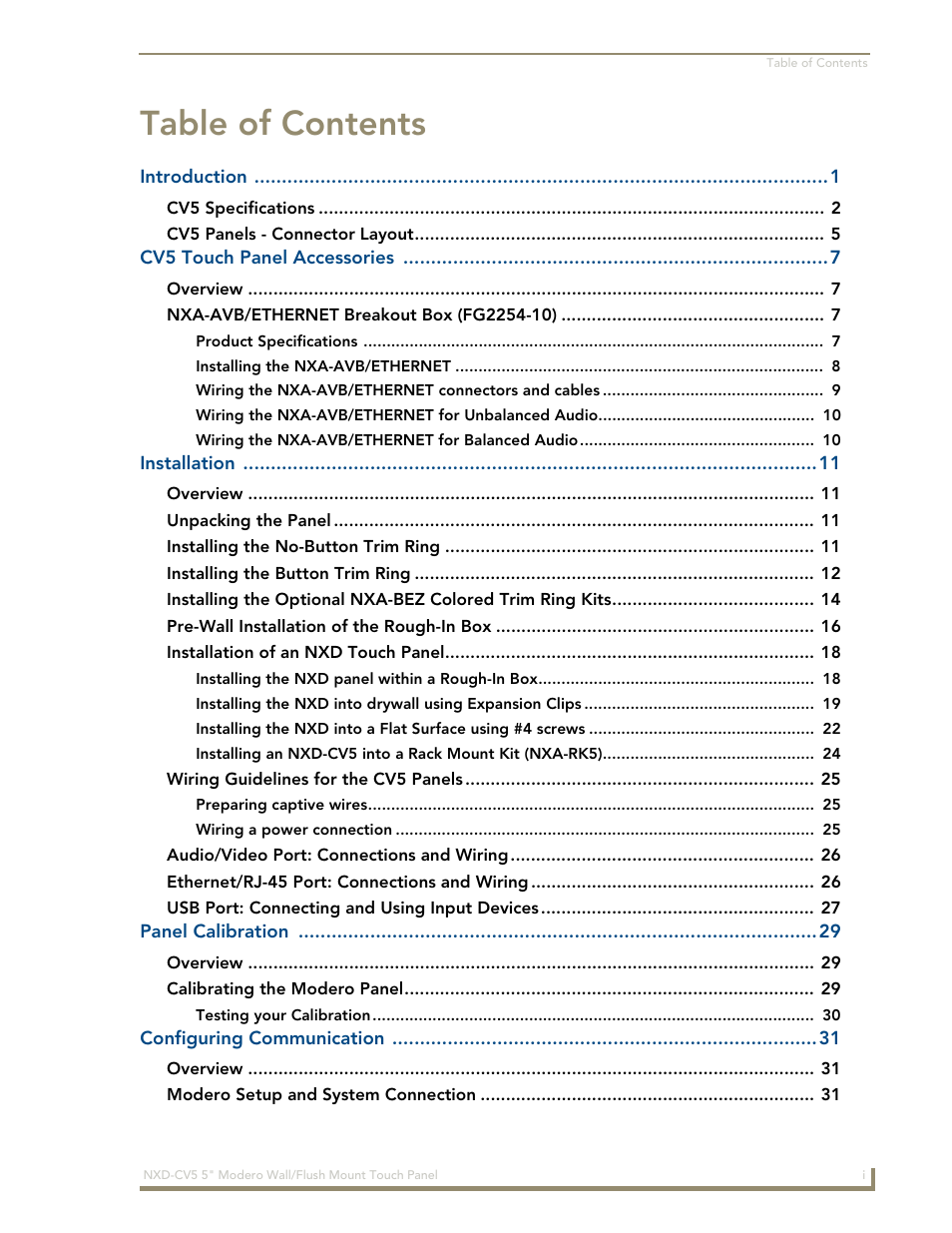 AMX Modero NXD-CV5 User Manual | Page 5 / 152