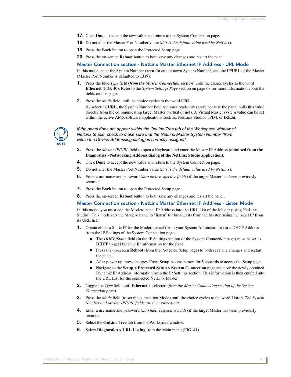 AMX Modero NXD-CV5 User Manual | Page 55 / 152