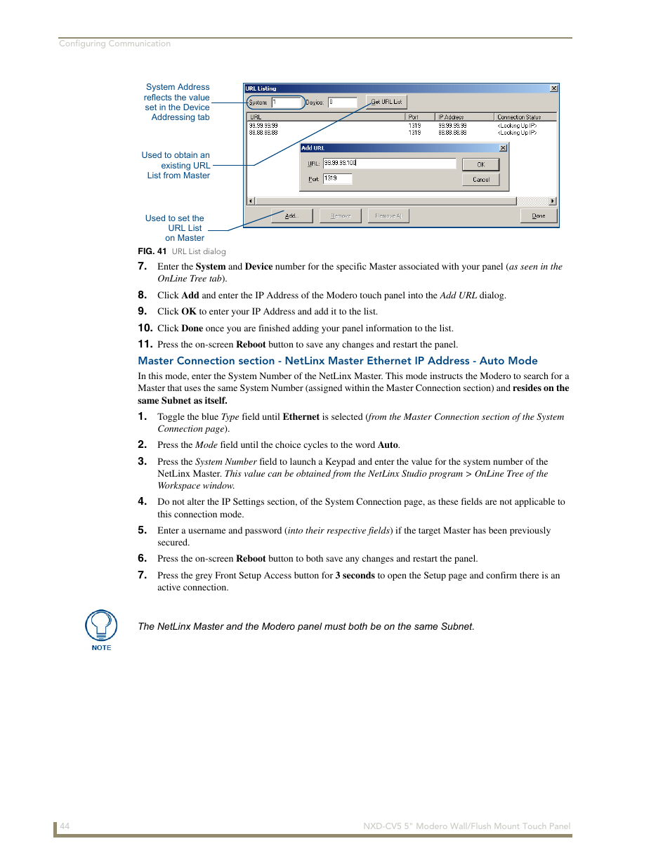 AMX Modero NXD-CV5 User Manual | Page 56 / 152