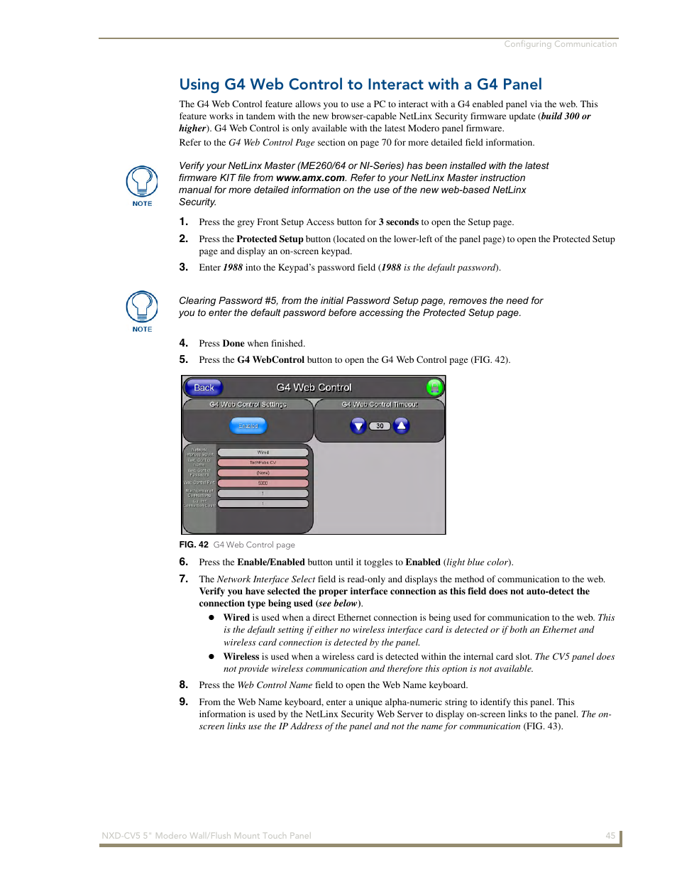 Using g4 web control to interact with a g4 panel | AMX Modero NXD-CV5 User Manual | Page 57 / 152